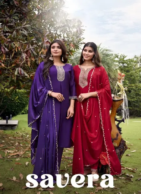 At Savera Blooming Vichitra Fancy Kurti With Bottom Dupatta Set Wholesalers In Delhi